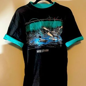 Vintage 90s Double Layer Loon Michigan Wildlife T-shirt